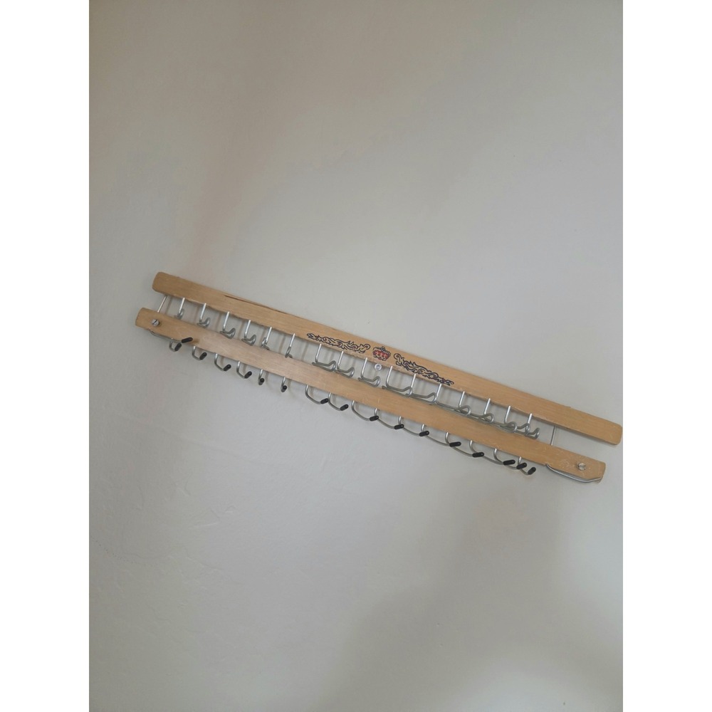 Vtg Wooden Tie Rack Belt Rack Necklace Jewelry Display Wall Mount Holder 18" MCM